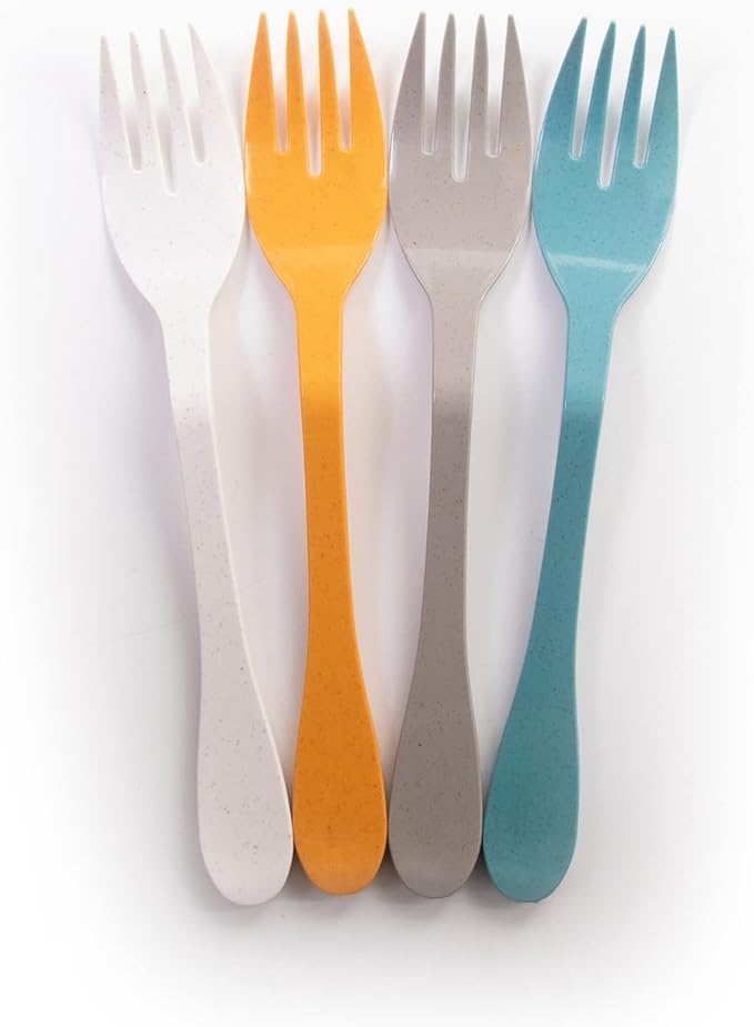 Eco Fork Open Stock, Bulk 12 Piece Set, White Reusable Bamboo