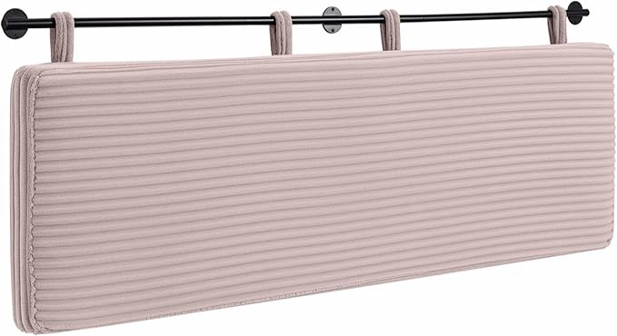 UEV Queen Headboard Only, Wall Mounted Hanging Upholstered Bed Head Board, Modern Vertical Channel Design of Fine Flannel, Elegant Pink Fluted Headboard for Bedroom (Pink, Queen Size)