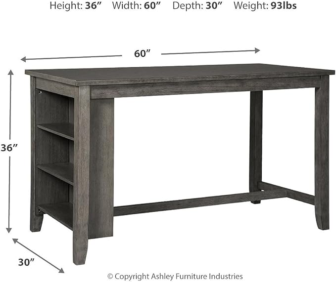 Signature Design by Ashley Caitbrook Rustic Counter Height Dining Table with Storage, Dark Gray