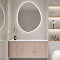 72IN Pink Modern Bathroom Vanity - Bathroom Vanities Set with 2 Drawers Wall Mounted | Rounded Corner Smart Defogging Mirror Cabinet with Lighting & Time Display, Side Opening Storage Shelf (Style B)