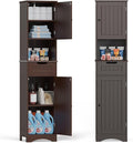 Gizoon 67" H Tall Bathroom Cabinet, Storage Cabinet with 2 Doors & Drawer, Narrow Linen Tower Freestanding Adjustable Shelves for Home, Kitchen, Versatile, Anti-Tipping, Dark Brown