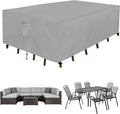 Easy-Going Rectangle Patio Furniture Cover Waterproof Outdoor Dining Table and Chair Cover Anti-UV Outside Sectional Sofa Set Covers (88"L x 58"W x 28"H, Grey)