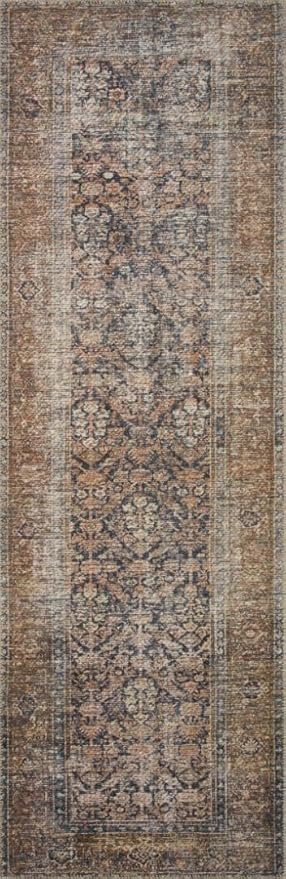 Loloi Amber Lewis Billie Collection, Ink & Salmon 2'-3" x 3'-9" Area Rug – Antique & Distressed Accent Rugs for Living Room, Bedroom, Entryway & Hallway, No Shed High Traffic Area Home Decor Rug
