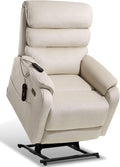 EONIX Dual Motor Lay Flat Power Lift Recliner Chair for Elderly, Chenille Fabric Electric Lift Chairs for Adults, 400lbs Heavy Duty Power Recliner with Heat Massage Charging Ports, Chenille White