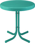 Crosley Furniture Griffith Weather Resistant Retro Metal Outdoor Side Table for Patio, Deck, Porch, Turquoise