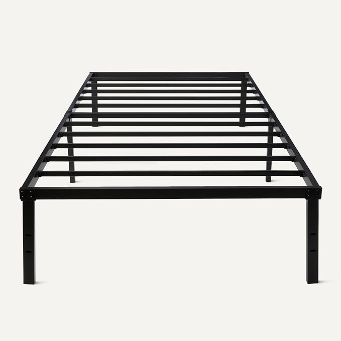 Amazon Basics Metal Bed Frame, Non-Foldable Platform Bed, Easy Assembly, Twin, 39W x 75L x 14H in, Black
