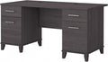 Bush Furniture 60-inch Home Office Desk with Drawers, Large Computer Table with Storage, Transitional Style, Somerset Collection, Storm Gray