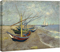 Wieco Art Fishing Boats on the Beach at Les Saintes Maries Large Modern Canvas Prints of Van Gogh Oil Paintings Seascape Pictures on Canvas Wall Art for Bedroom Kitchen Home Decor