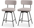 COSTWAY Bar Stools Set of 2, 25” Upholstered Counter Height Bar Stools with Back, 360° Swivel Dining Chairs with Heavy-Duty Metal Legs and Footrests, for Kitchen Island, Dining Room, Bar (2, Beige)