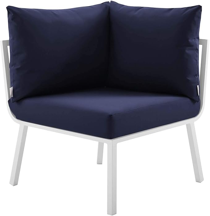 Modway Riverside Outdoor Furniture, 3-Piece Set, White Navy