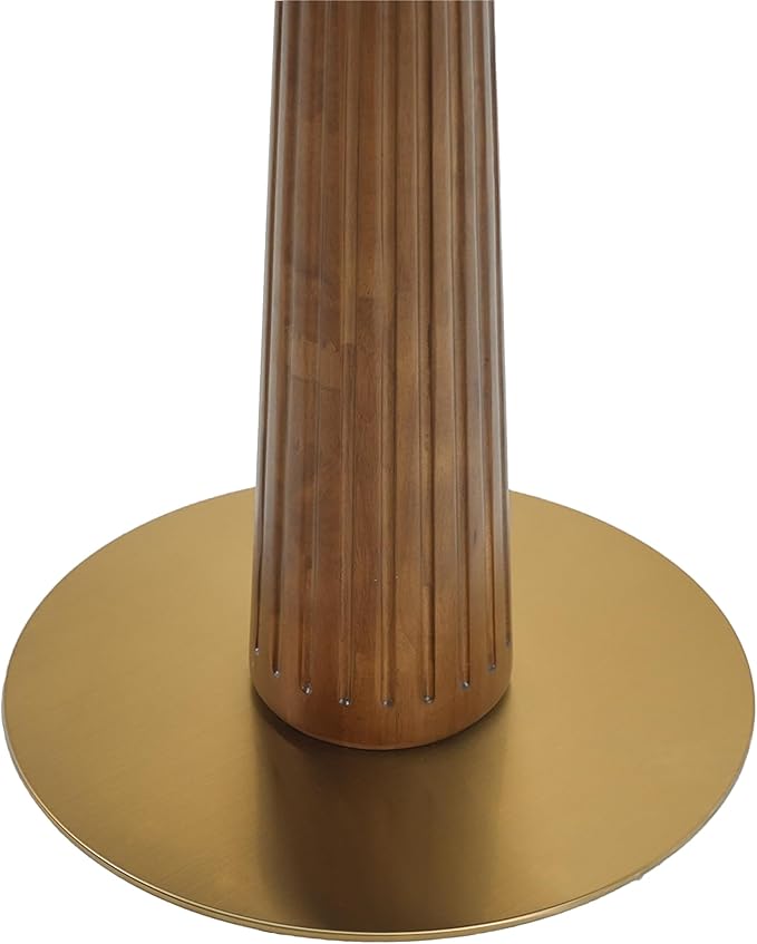 Sintered Stone Office Table - 33.5" Round Table for Small Offices (Light Brown Leg and White Top, 1 Table Only)