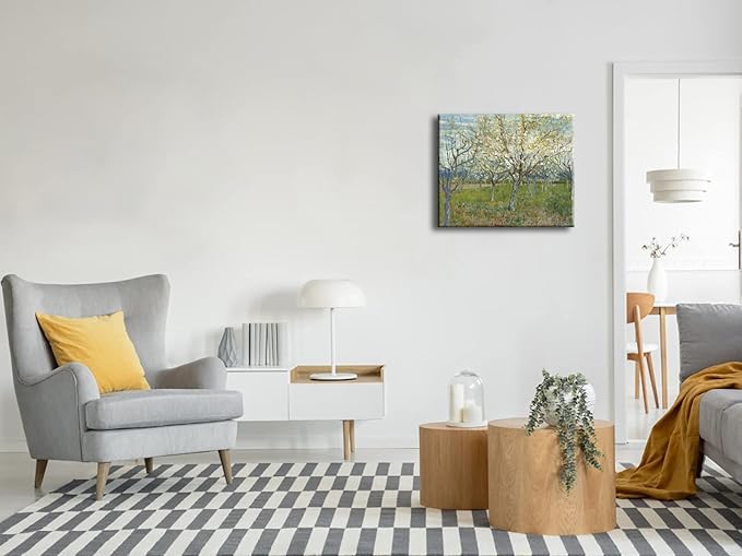 Wieco Art Large Canvas Prints Wall Art Orchard with Blossoming Apricot Trees Artwork of Van Gogh Famous Oil Paintings Reproduction Modern Classic Giclee Flowers Landscape Pictures for Home Decor