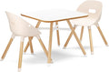 Lalo The Play Kit - Kids Table & Chairs Set with Sustainably Sourced Wood Table & 2 Non-Toxic Bucket Seat Chairs - Safe & Comfortable - Coconut/Grapefruit