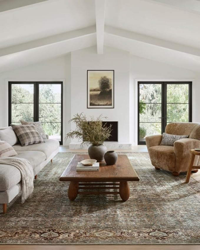 Loloi Amber Lewis Georgie Collection GER-07 Moss/Salmon 3'-9" x 5'-6", .19" Pile Height, Accent Rug
