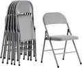 6 Pack Grey Folding Chairs with Padded Seats, Portable Stackable Foldable Chairs for Indoor and Outdoor, Commercial Seat with Metal Frame for Events Office Wedding, 330lbs Capacity