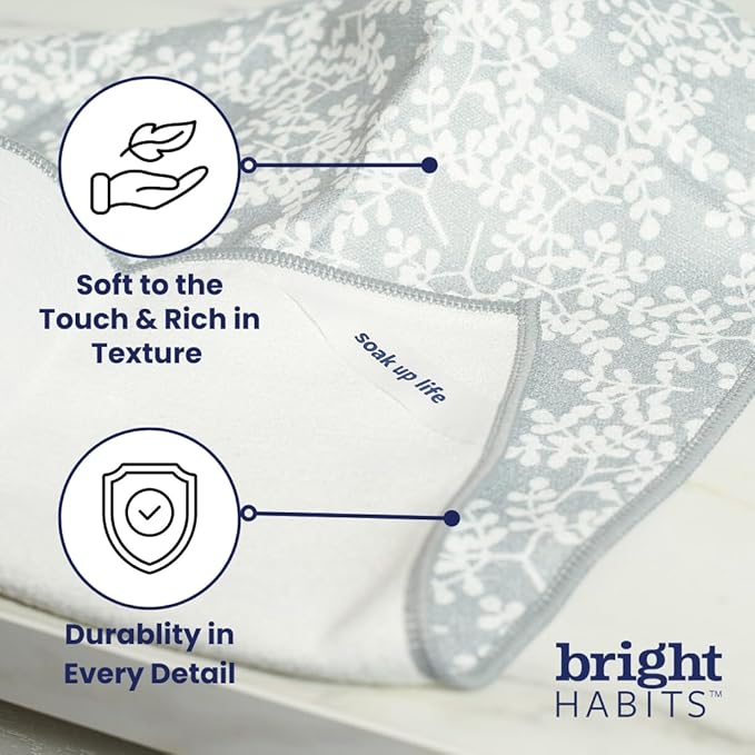 Kitchen Towel and Sponge Set Blue, 6 Piece Super Absorbent Reusable Quick Dry Towels and Washable Sponges Made from Recycled Materials, Durable Eco Friendly Cleaning Set for Kitchen