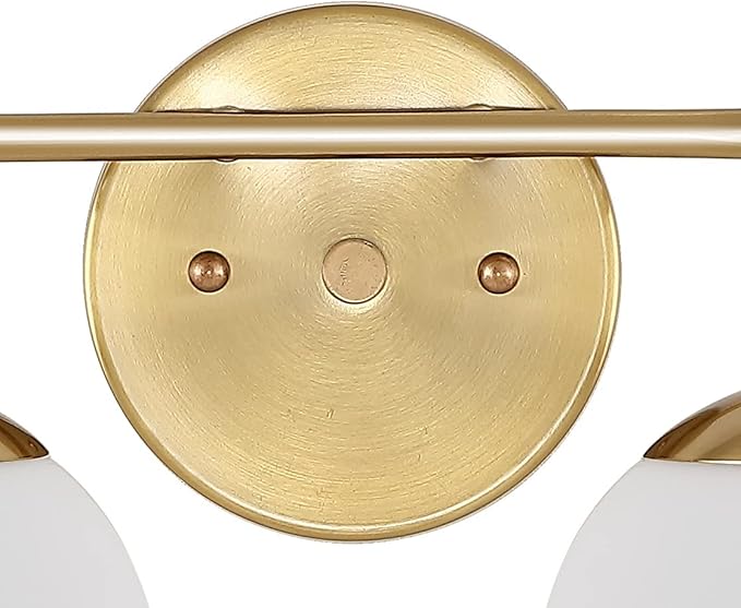 JONATHAN Y JYL3535A Louis Parisian Globe 15" 2-Light Metal/Frosted Glass Modern Contemporary LED Vanity Midcentury Glam 2700K LED 4W Bulbs Entryway Lobby Kitchen Bathroom Bedroom Hallway, Brass Gold