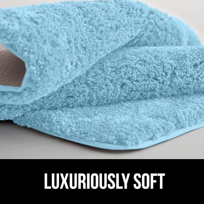GORILLA GRIP Bathroom Rugs, 30x20, Ultra Soft Absorbent Mat, Thick Plush Bath Rug, Machine Washable, Microfiber Quick Dry, Mats for Shower, Bathtub and Floor, Home Decor Accessories, Sky Blue