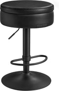 VASAGLE EKHO Collection - 360° Swivel Bar Stool, Height Adjustable Barstool with Storage, Synthetic Leather with Stitching, Mid-Century Modern, Kitchen Bar, Easy Assembly, Ink Black