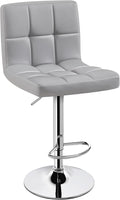Yaheetech Bar Stools, PU Leather Adjustable Barstools, Modern Counter Stools with Back and Footrest, Counter Height Barstools for Bar, Kitchen, Dining Room, Light Gray