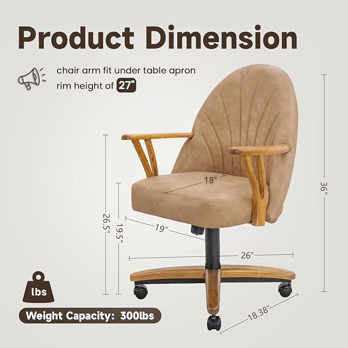 Chromcraft Caster Swivel Tilt Dining Chairs, PU Leather Chairs with Soft Wheels, Ultra Comfy Sturdy Kitchen Room Chairs, Rolling Chair on Wheels for Home (Ivanhoe NPL Nude)