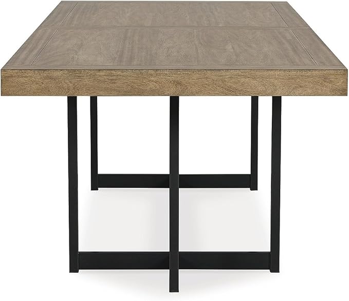 Signature Design by Ashley Tomtyn Casual Self Storing Leaf Dining Extension Table with Trestle Base, Light Brown