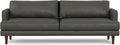 SIMPLIHOME Livingston 90-inch Wide Sofa in Coal Top Grain Genuine Leather, Handcrafted Mid-Century Modern Couch for Living Room, Large 3-Seater with Feather-Wrapped Cushions and Solid Wood Frame