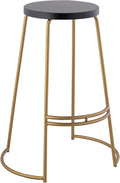JONATHAN Y BSL1001A Hula 28.75" Modern Designer Iron Curved Backless Bar Stool for Home, Kitchen, Dining Room, Workspaces, Cafes and Resturants, Black Seat with Gold Frame