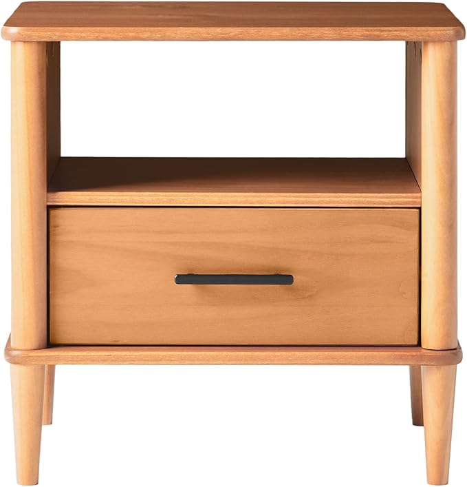 Walker Edison Modern 1-Drawer Nightstand, 20 Inch, Caramel 20-Inch