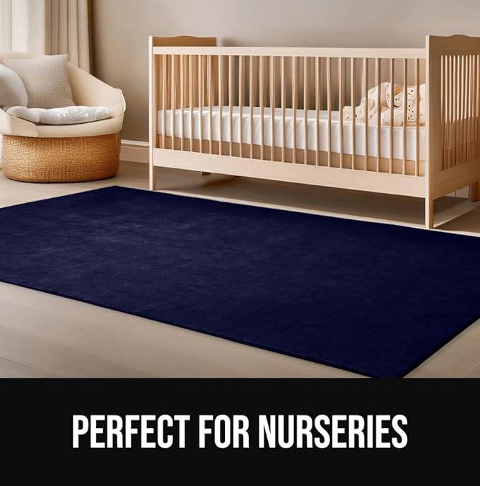 GORILLA GRIP Slip Resistant Soft Washable Stain Resistant Area Rug, Plush Thick Carpet for Nursery, Bedroom, Living Room, Non-Shedding Floor Rugs, Kid and Pet Friendly, Baby Home Decor, 4x6, Navy Blue