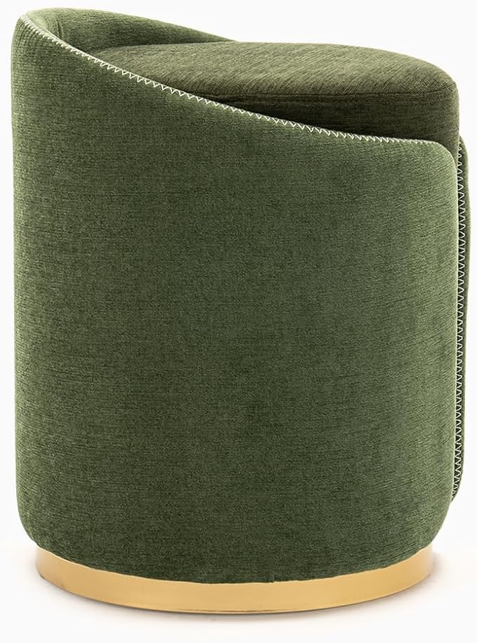 Swivel Vanity Stool with Gold Base Comfy Vanity Chair Modern Round Stool for Makeup Vanity Ottoman Foot Rest for Bedroom livingroom (Green)