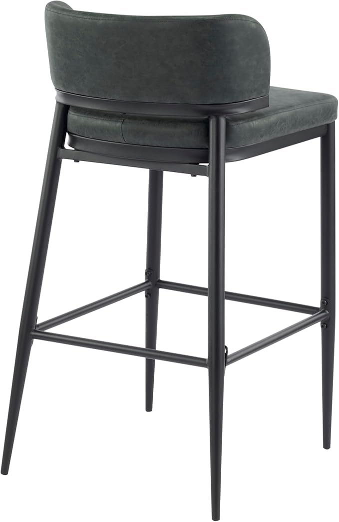 Christopher Knight Home Ebany Barstools Set of 2, Metal Frame Counter Stools, Upholstered Kitchen Chair, Curved Back Support Bistro Chairs, 30" H Island Stool for Dining Kitchen Cafeteria, Dark Green