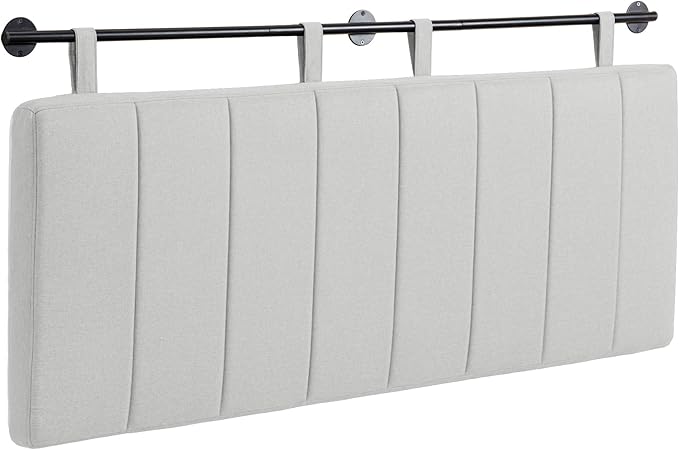 UEV King Headboard Only, Wall Mounted Hanging Upholstered Bed Head Board, Modern Vertical Channel Design of Fine Linen, Elegant Light Yellow Fluted Headboard for Bedroom (Light Yellow, Queen Size)