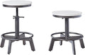 Signature Design by Ashley Torjin Industrial Adjustable Height Counter Barstool, 2 Count, White & Black