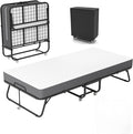 75" x 31" Folding Bed with Mattress for Adults, Portable Foldable Single Beds with Memory Foam Mattress & Super Strong Frame, Convenient Roll Away Guest Bed for Storage