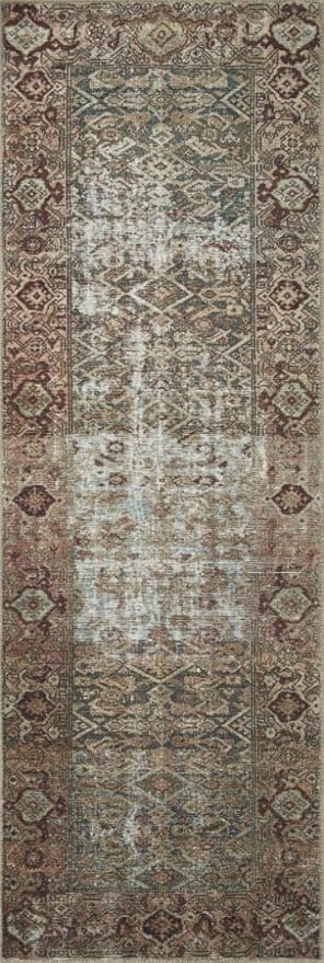 Loloi Amber Lewis Georgie Collection GER-07 Moss/Salmon 8'-4" x 11'-6", .19" Pile Height, Area Rug