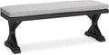 Signature Design by Ashley Beachcroft Casual Nuvella Weather Resistant Fabric Outdoor Bench with Cushion, Light Gray & Black