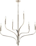 KICHLER Livadia 6-Light Chandelier, Soft Modern-Light in Polished Nickel, for Foyer, Great Room, or Vaulted Dining or Bedroom (33" x 36.25"), 52673PN