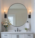 ANDY STAR 30x36'' Oval Mirror, Black Oval Mirror Pill-Shaped Design in Stainless Steel Metal Frame for Bathroom, Entryway, Living Room, Contemporary 1" Deep Wall Mount Vertical or Horizontal