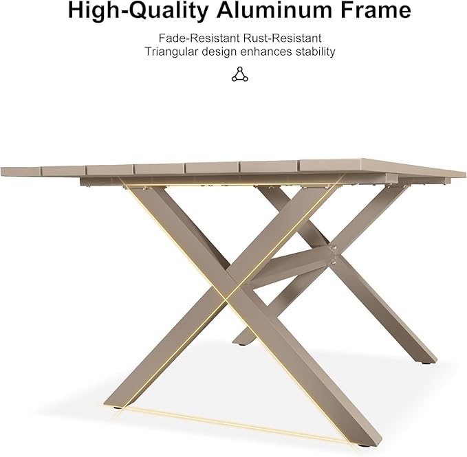 PURPLE LEAF 16 Pieces Outdoor Dining Set with Patio Aluminium Rectangular Dining Table and Wicker Chairs Modern Furniture Cushions Sets for Backyard Indoor Decor Kitchen Champagne