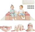 Asweets Kids Play Couch with Tunnel and Balls, Play Couch for Toddlers, Kids Foam Convertible Play Building Fort for Christmas and New Year, Pink
