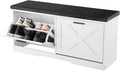 VEVOR Shoe Storage Bench with 2 Flip Drawers & Padded Cushion, Entryway Bench with Adjustable Shelves, Holds up to 440 lbs, 39.4 x 12.0 x 18.7 Inches, for Entryway, Hallway, Living Room, Bedroom