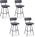 COSTWAY Bar Stools Set of 4, 29” Upholstered Bar Height Chairs with Back, 360° Swivel Dining Chairs with Heavy-Duty Metal Legs and Footrests, for Kitchen Island, Dining Room, Bar (4, Grey)