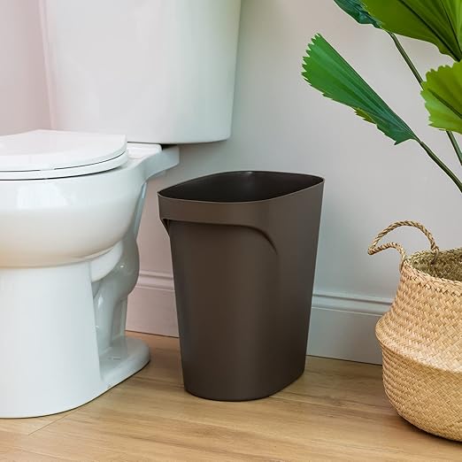 IRIS USA Small Trash Can Wastebasket with Handle, 6 Gallon / 24 Quart, 3-Pack, for Bathroom, Office, Bedroom, Under Sink, Kitchen, Garbage - Brown