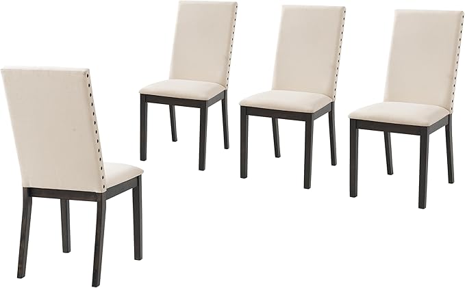 Crosley Furniture Hayden Modern Farmhouse Upholstered Wood Dining Chairs Set of 4, Kitchen Chair, Slate/Crème