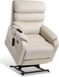 EONIX Wide Lay Flat Power Lift Recliner Chair for Elderly, Heavy Duty Oversized Fabric Lift Chairs Recliner Sofa with Heat and Massage and Charging Ports, Chenille White