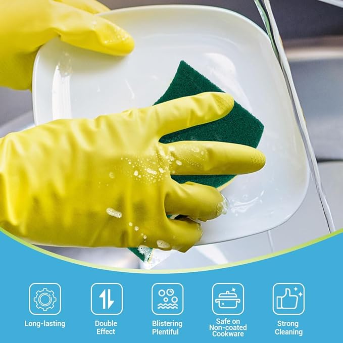 AIDEA Heavy-Duty Scrub Sponges, 6Count, Sponges for Non-Coated Cookware, Kitchen Sponge for Dishes, Scrubbing Power for Tough Messes, Cleaning Sponge for Kitchen, Bathroom, Household
