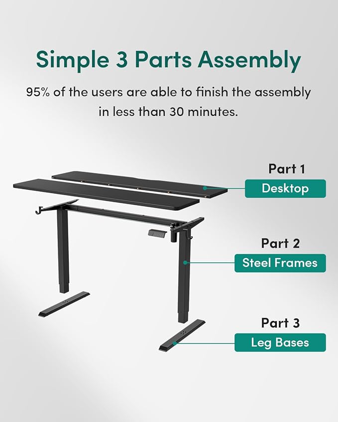 CubiCubi 55 x 24 Inches Electric Standing Desk, Height Adjustable Sit to Stand Desk, Home Office Table with Splice Board, Black
