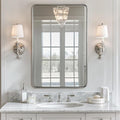 ANDY STAR Mirror for Bathroom, 24x36 Inch Brushed Nickel Bathroom Rectangle Mirror for Wall, Modern Rectangular Thick Tube Metal Frame for Vanity Over Sink, Explosion-Proof Film, Horizontal/Vertical