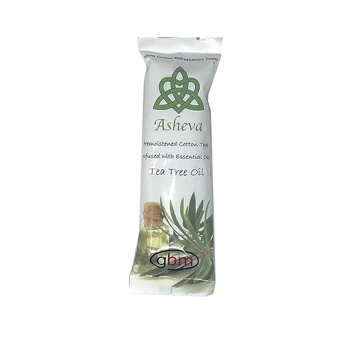 Asheva 8" x 9" Individually Wrapped Oshibori Disposable Towels - Luxurious Moist Cotton Hot/Cold Refreshment Towel - Lavender, Lemon, or Tea Tree Scents - Perfect for Spa, Travel, Dining & Events